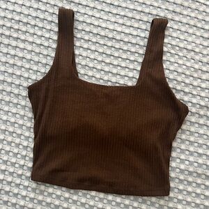 Abercrombie & Fitch Cozy Ribbed Square Neck Sleep Tank - Brown